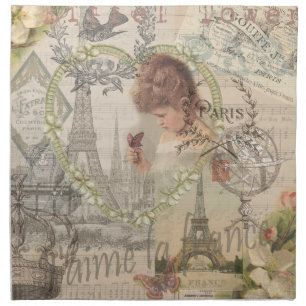 Paris France Pretty Girl Soft Eiffel Napkin