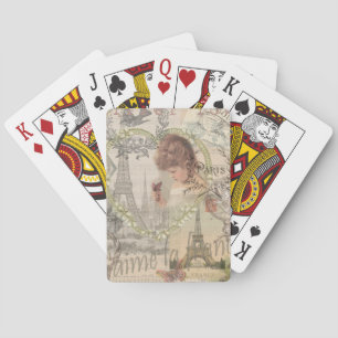 Paris France Pretty Girl Soft Eiffel Poker Cards