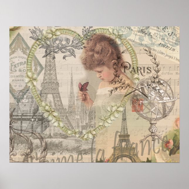 Paris France Pretty Girl Soft Eiffel Poster (Front)