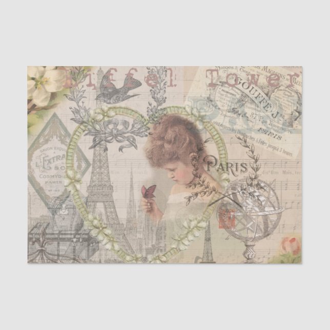 Paris France Pretty Girl Soft Eiffel Tissue Paper (Front)