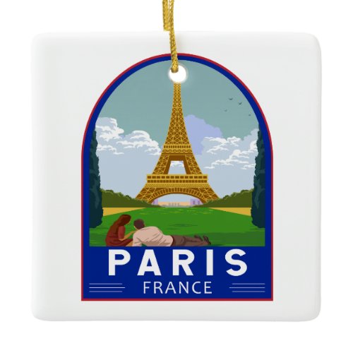 Paris France Retro Travel Art Vintage Ceramic Ornament