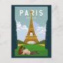 Paris France Retro Travel Art Vintage Postcard