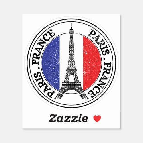 Paris France Seal Sticker Round