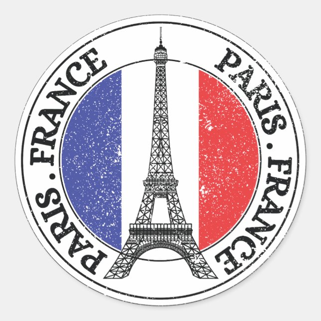 Paris France Seal Sticker Round Flag (Front)