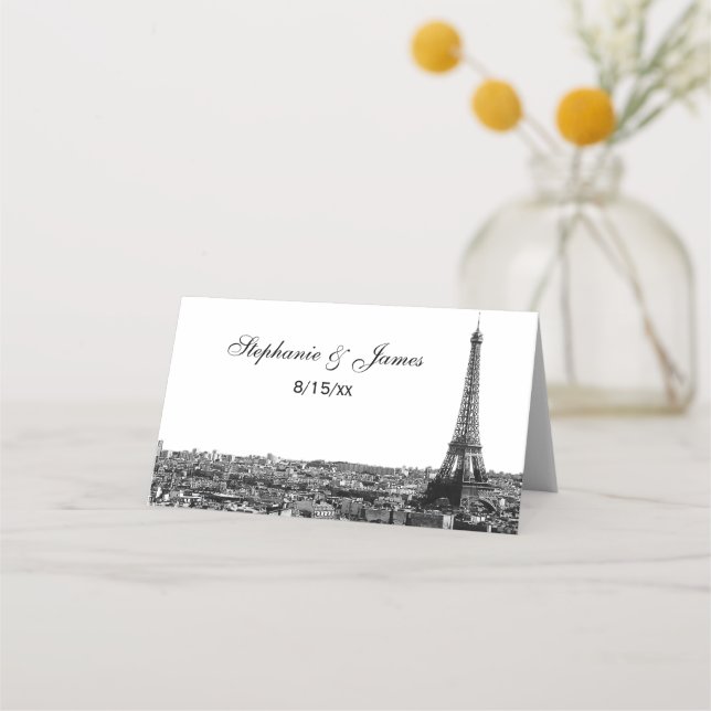 Paris France Skyline #1 BW Escort Cards (Front)