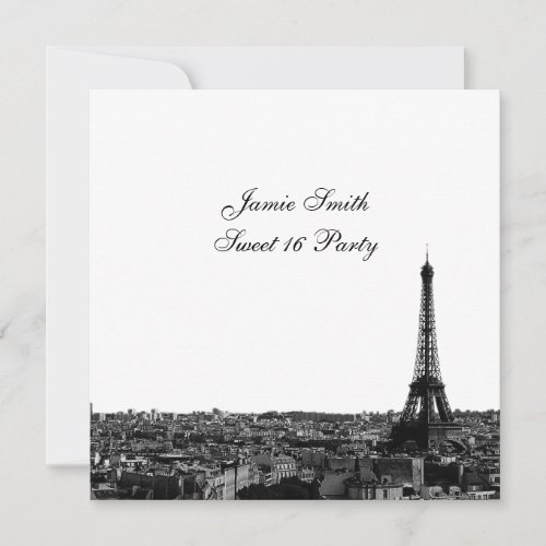 Paris France Skyline #1 BW Sweet 16 V Custom Invitations