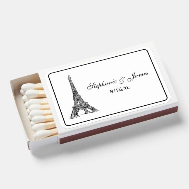 Paris France Skyline #2 BW Framed Matchboxes (Front Open)