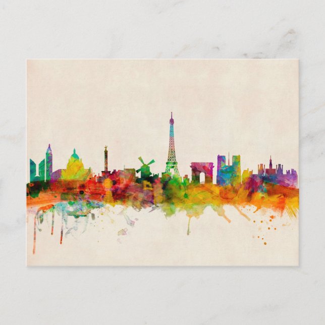 Paris France Skyline Cityscape Postcard (Front)