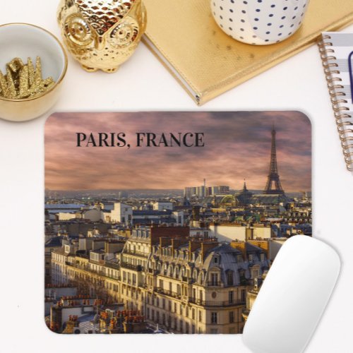 Paris France Skyline Eiffel Tower Painting Mouse Pad