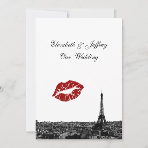 Paris France Skyline Kiss #1 BW V Wedding Cards