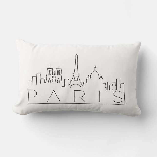 Paris, France Skyline Lumbar Pillow (Front)