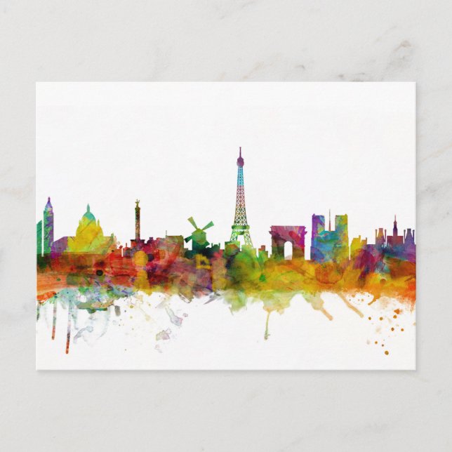 Paris France Skyline Postcard (Front)