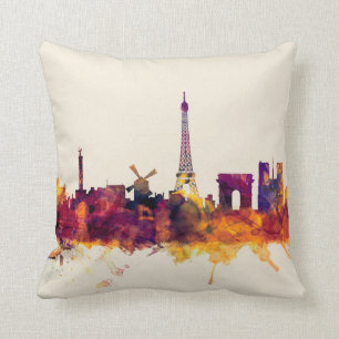 Paris France Skyline Throw Pillow