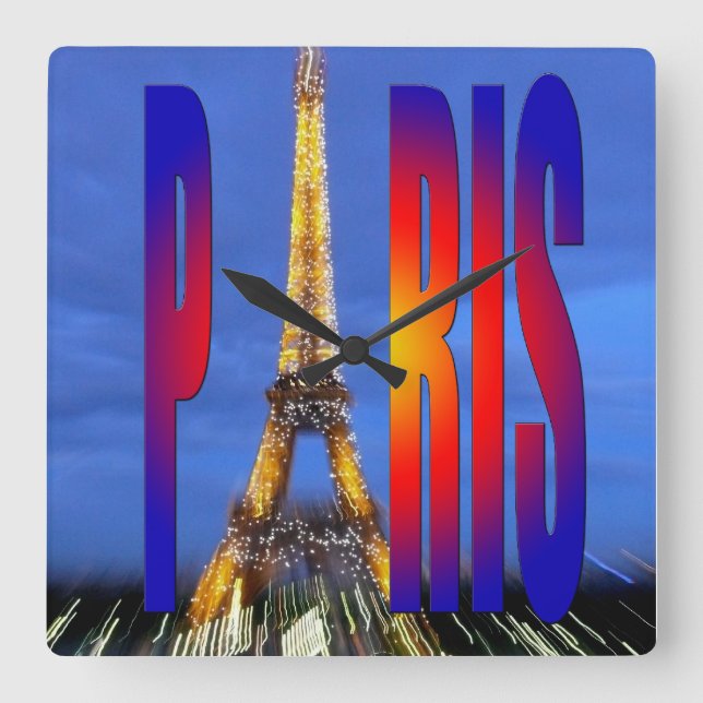 Paris France Square Wall Clock (Front)