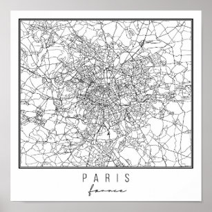 Paris France Street Map Poster