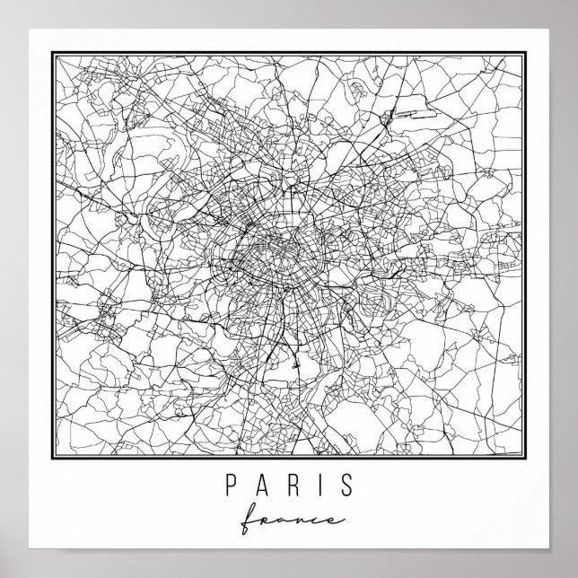 Paris France Street Map Poster (Front)