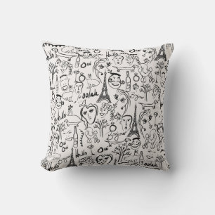 Paris France Street Scene by © Cathy Thompson Throw Pillow