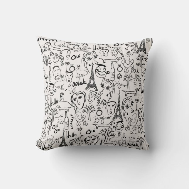 Paris France Street Scene by © Cathy Thompson Throw Pillow (Front)
