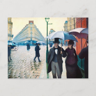 Paris France Street Scene Rainy Day Postcard