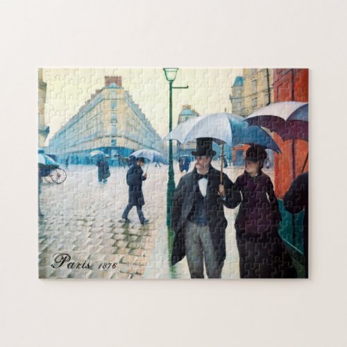 Paris France Street Scene Rainy Day Poster Puzzle