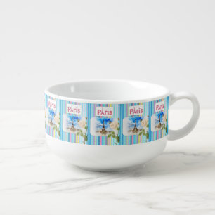 Paris France Stripe Soup Mug
