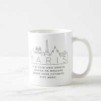 Paris France Stylized Skyline | Custom Slogan