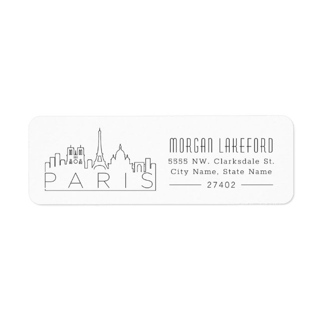 Paris, France Stylized Skyline | Label (Front)