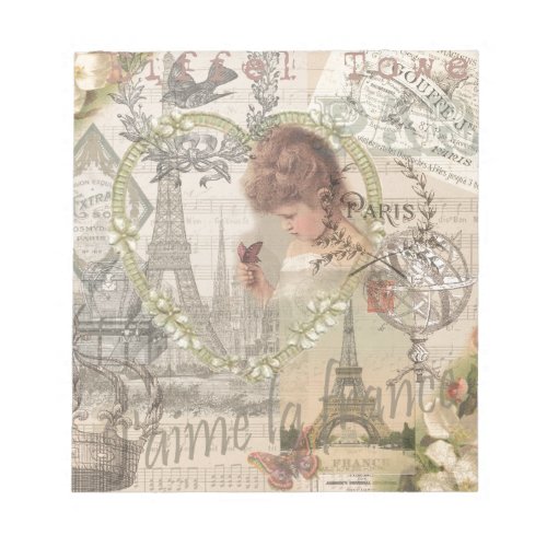 Paris France Sweet Art Painting Design Pretty Notepad