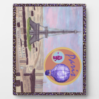 Paris France Tabletop Plaque With Hot Air Balloon