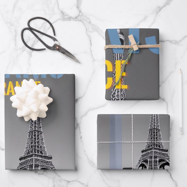 Paris France   Throw Pillow Wrapping Paper Sheets (Front)