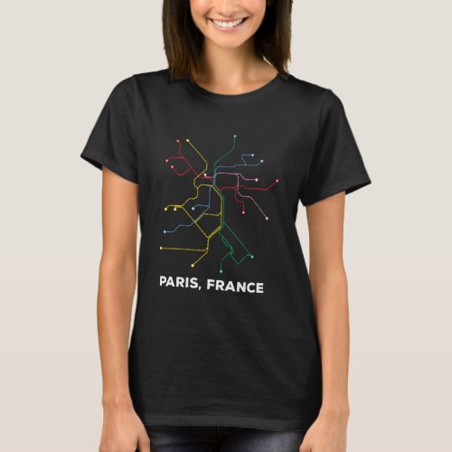 Paris France Train Map Underground Rail Road Men W T_Shirt