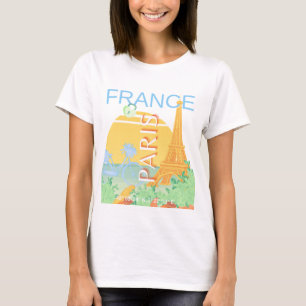 Paris, France, Travel Art, Preppy, Pastel, Blue T-Shirt