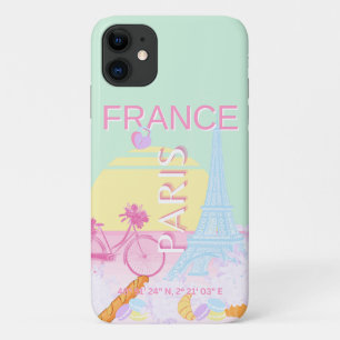 Paris, France, Travel Art, Preppy, Pastel, Green iPhone 11 Case