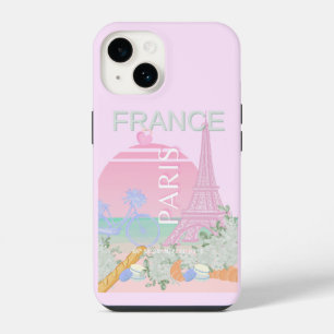 Paris, France, Travel Art, Preppy, Pastel, Pink iPhone 14 Case