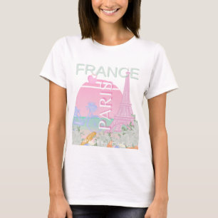 Paris, France, Travel Art, Preppy, Pastel, Pink T-Shirt
