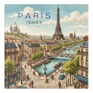 Paris France Travel Art Vintage