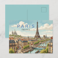 Paris France Travel Art Vintage
