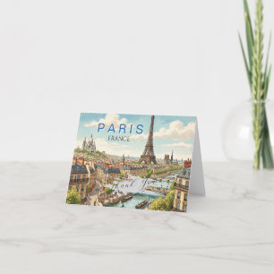 Paris France Travel Art Vintage   Personalize Thank You Card