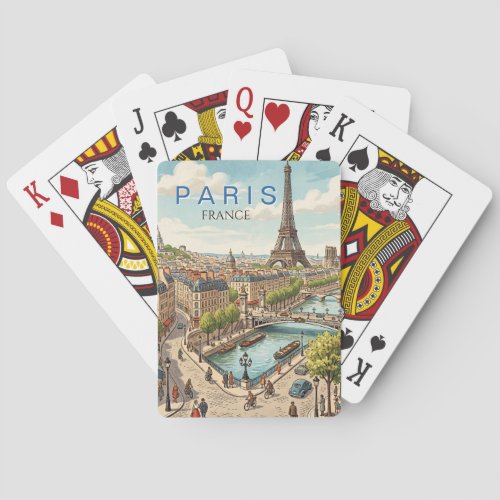 Paris France Travel Art Vintage Poker Cards