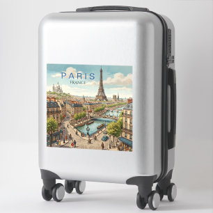 Paris France Travel Art Vintage Sticker