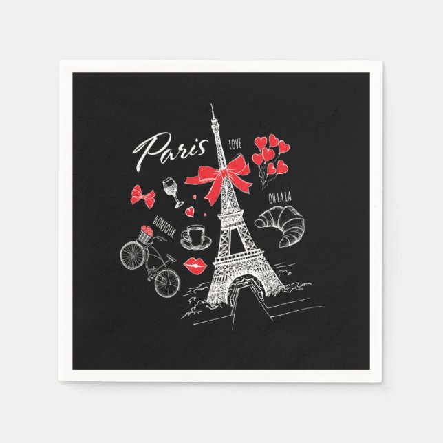 Paris France Travel France Eiffel Tower Napkins (Front)