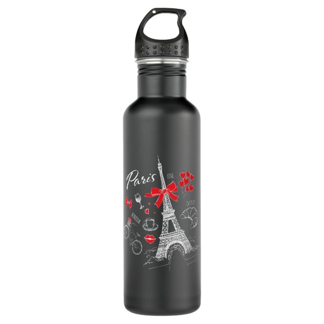 Paris France Travel France Eiffel Tower Stainless Steel Water Bottle (Front)