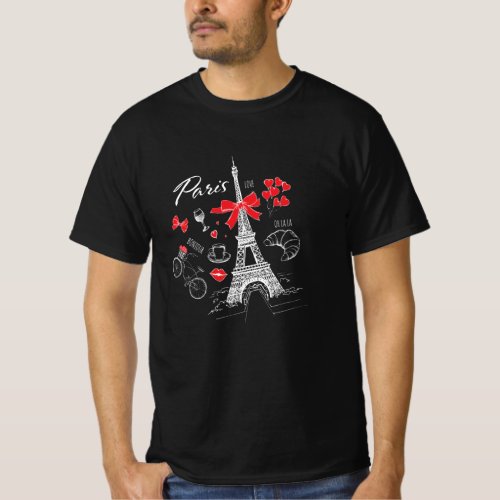 Paris France Travel France Eiffel Tower T_Shirt