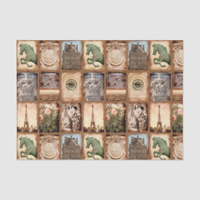 Paris France Travel Photo Collage Tissue Paper (Front)