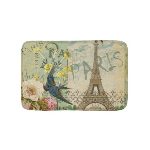 Paris France Travel Vintage Antique Art Painting Bath Mat