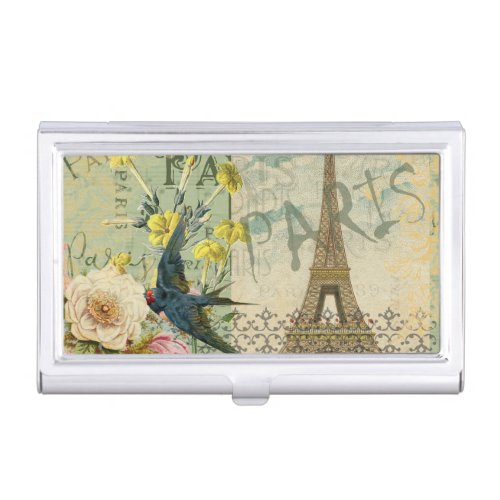 Paris France Travel Vintage Antique Art Painting Business Card Case
