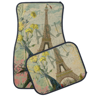 Paris France Travel Vintage Antique Art Painting Car Floor Mat