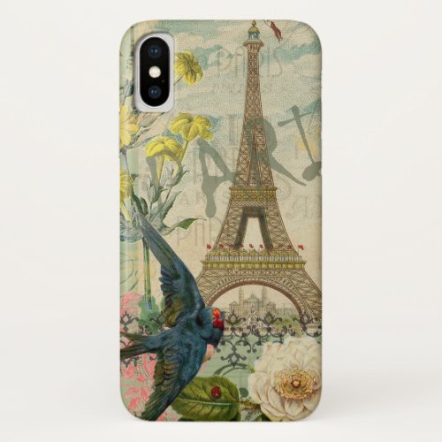 Paris France Travel Vintage Antique Art Painting iPhone X Case