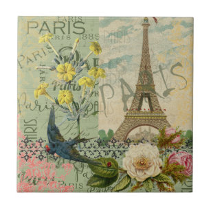Paris France Travel Vintage Antique Art Painting Ceramic Tile