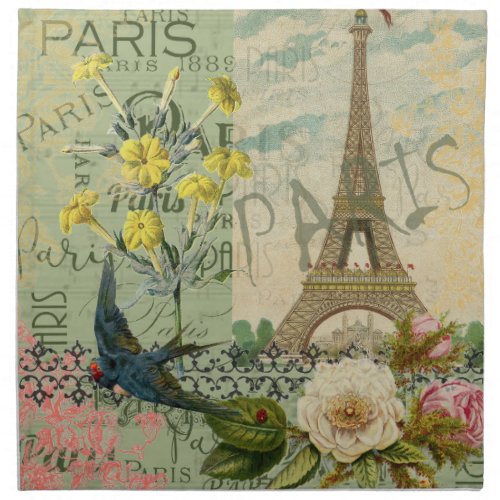Paris France Travel Vintage Antique Art Painting Cloth Napkin
